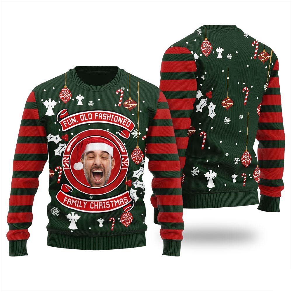 Fun Old Fashioned Family Christmas Custom Ugly Sweater Best Ugly Christmas Sweaters