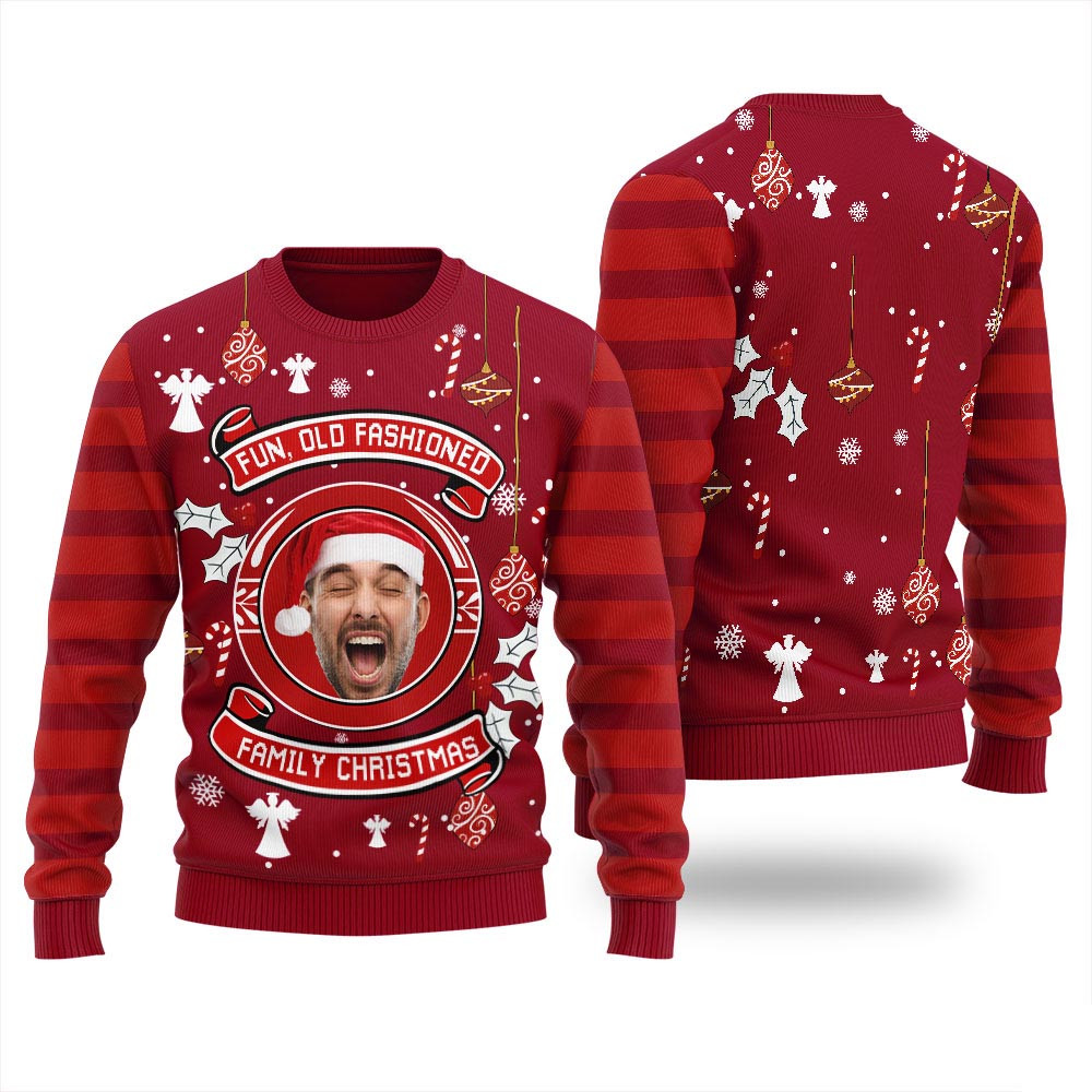 Fun Old Fashioned Family Christmas Custom Womens Ugly Sweater Best Ugly Sweaters For Christmas