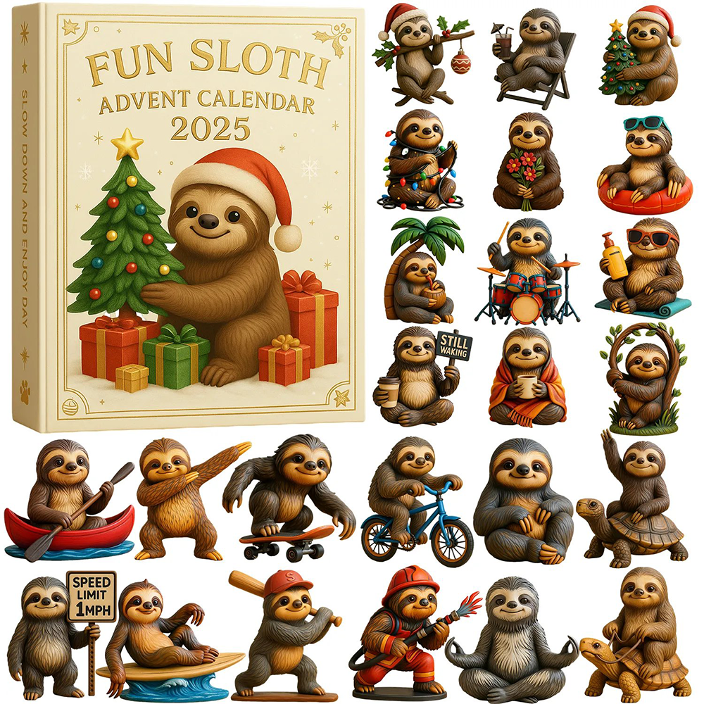 Fun Sloth Advent Calendar 2025 Christmas Countdown Decor Sloth Christmas Gifts