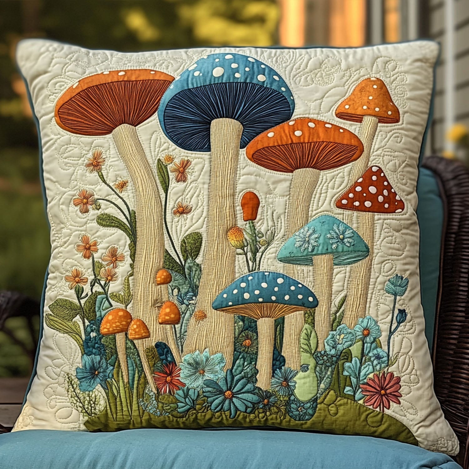 Fungi Escape Quilted Pillow Case Throw Pillow Cases Mushroom Lover Gifts