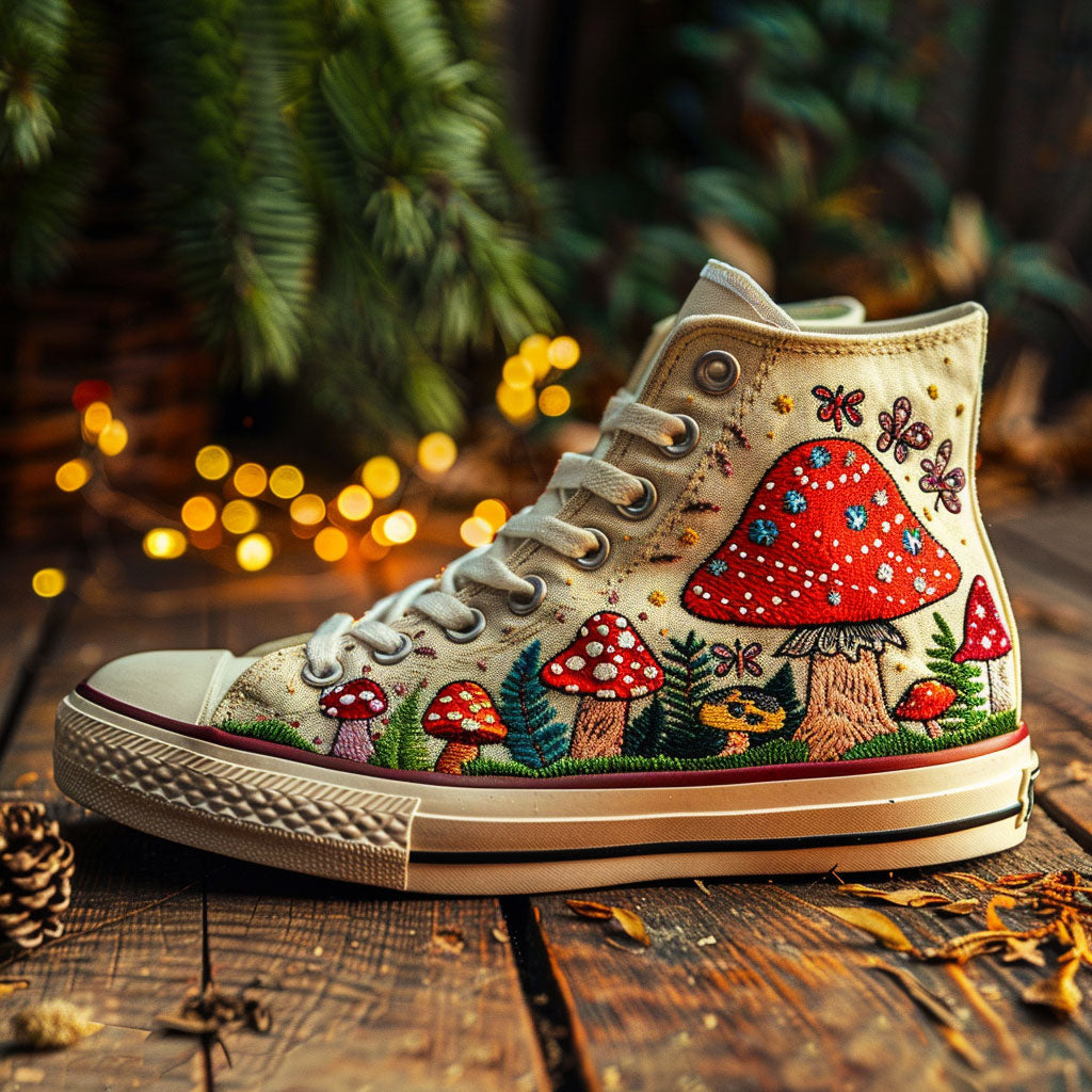 Fungi Fairywalks Canvas High Tops Valentine Merch Gift