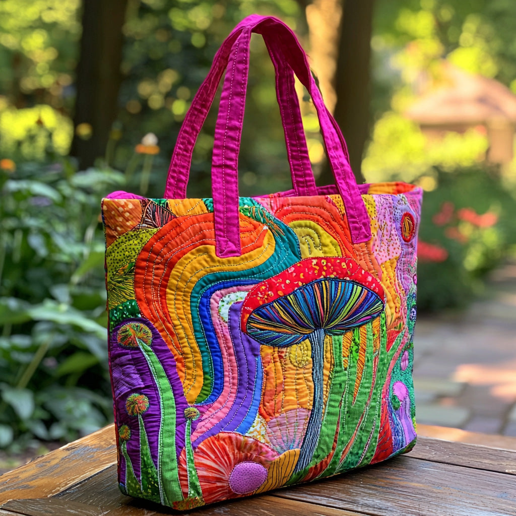 Fungi Haven Quilted Tote Bag Mushroom Gifts For Her