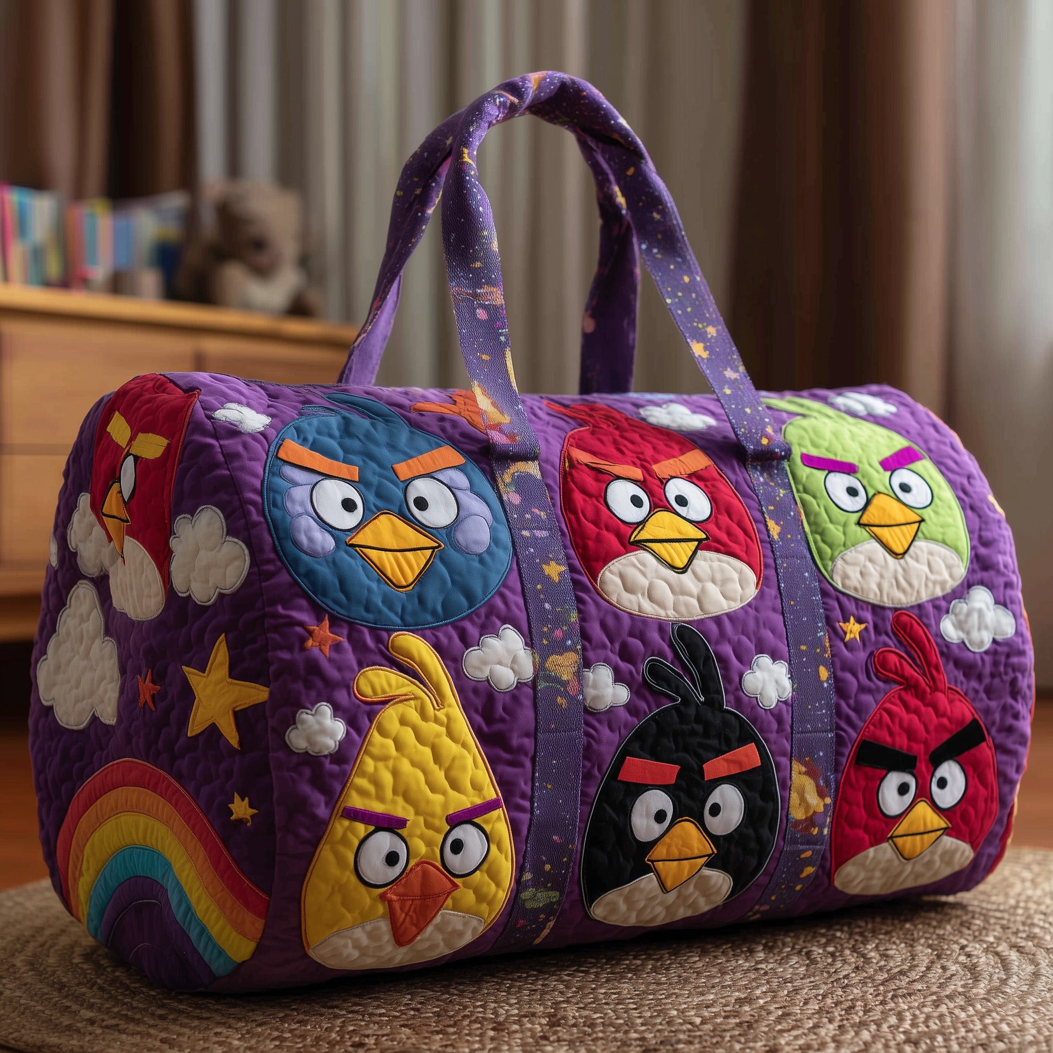 Funky Birds Quilted Duffle Bag Anniversary Gift Idea