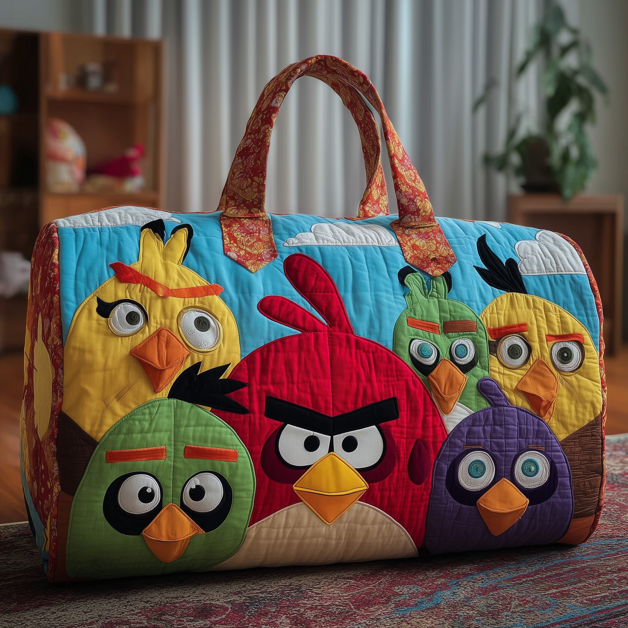 Funky Birds Quilted Duffle Bag Spring Gift Idea
