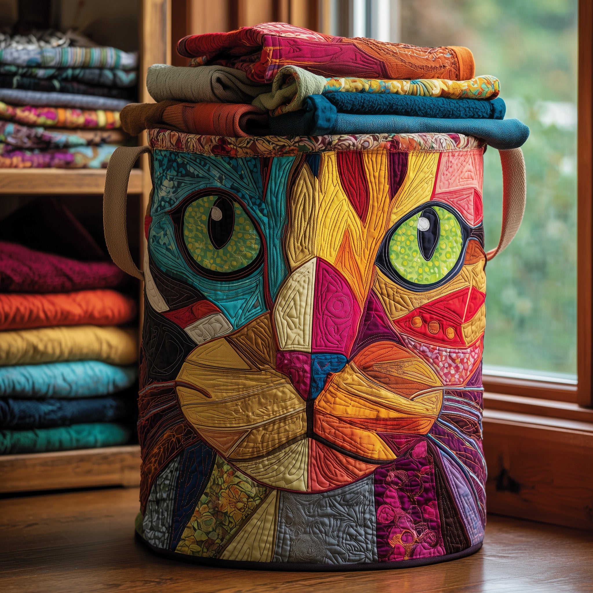 Funky Cat Quilted Laundry Basket Sheep Gifts For Her