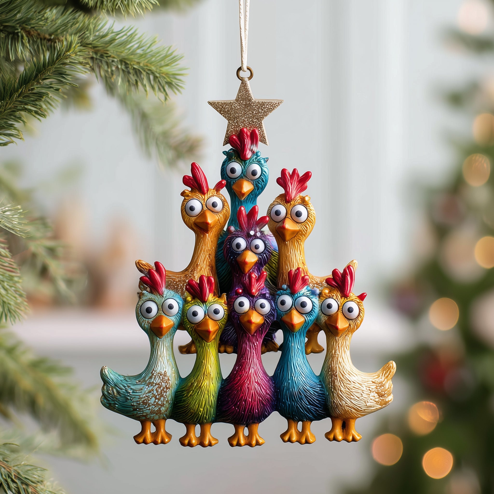 Funky Chicken Acrylic Ornament Family Christmas Ornament