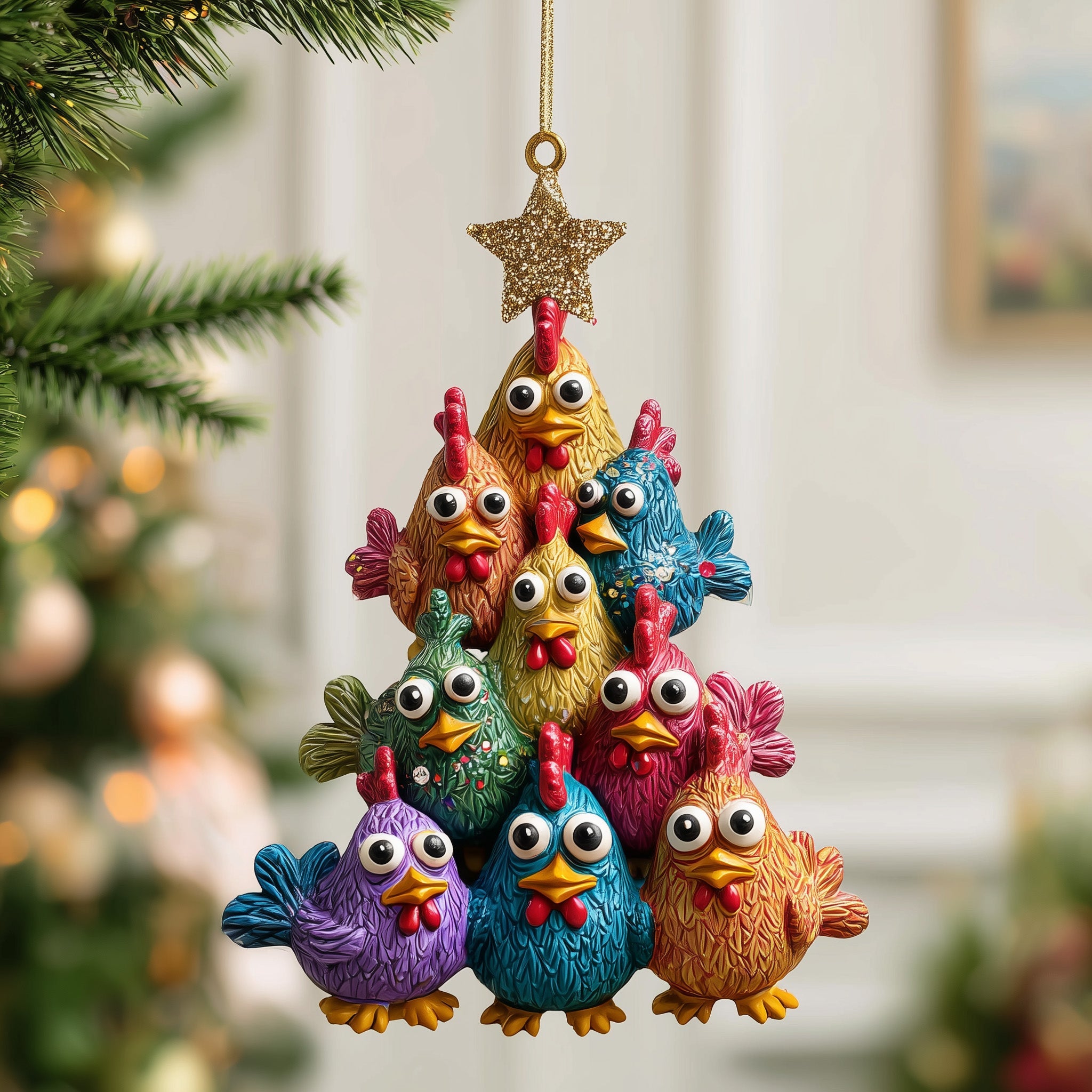 Funky Chicken Acrylic Ornament New Home Christmas Ornament