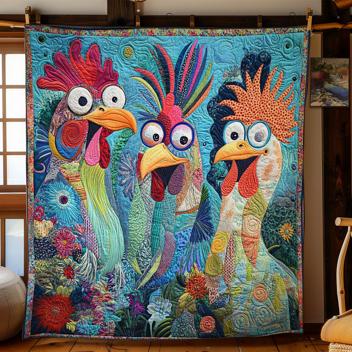 Funky Chicken Quilt Warm and Stylish Quilt Blanket for Winter Nights