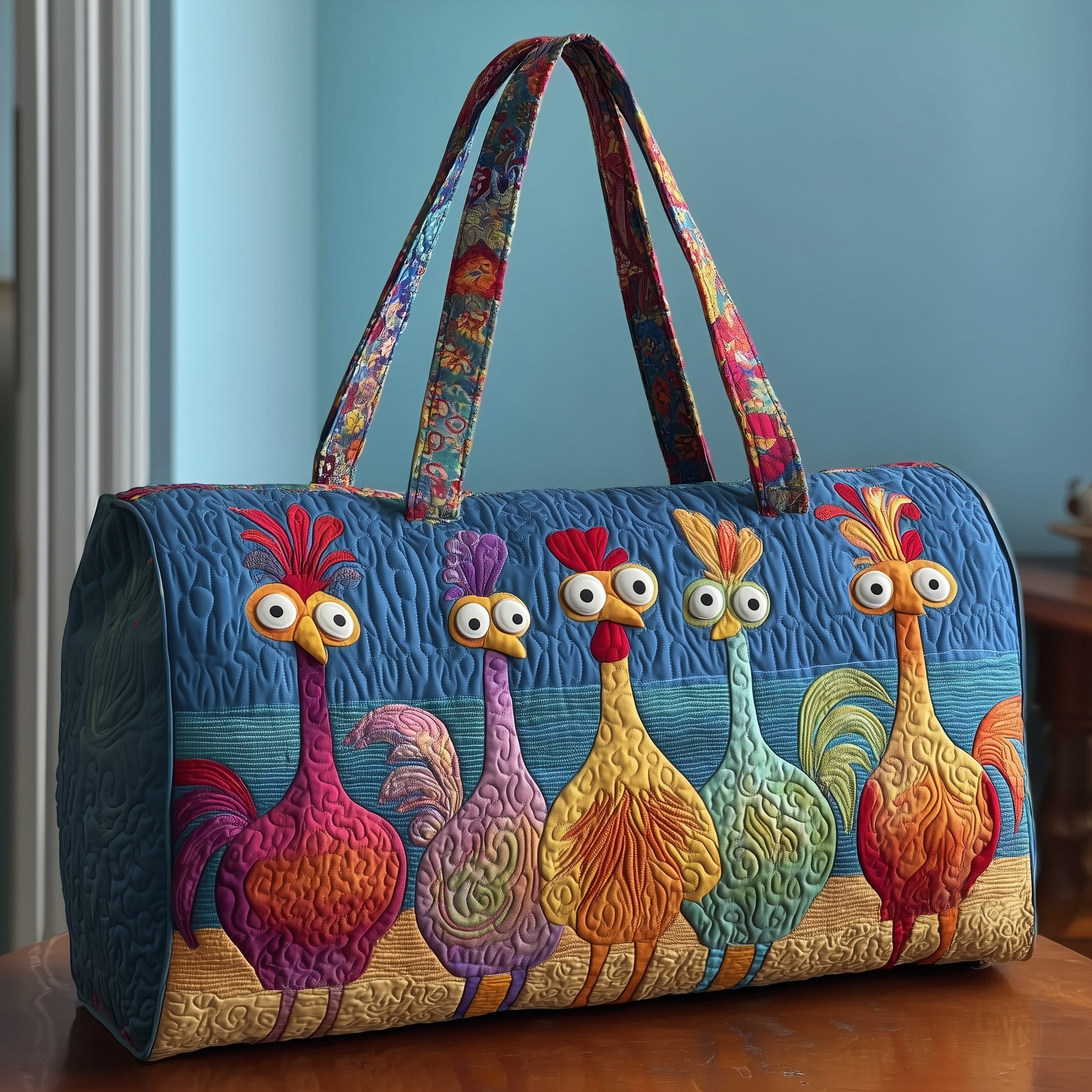 Funky Chicken Quilted Duffle Bag Daily Essentials Organizer