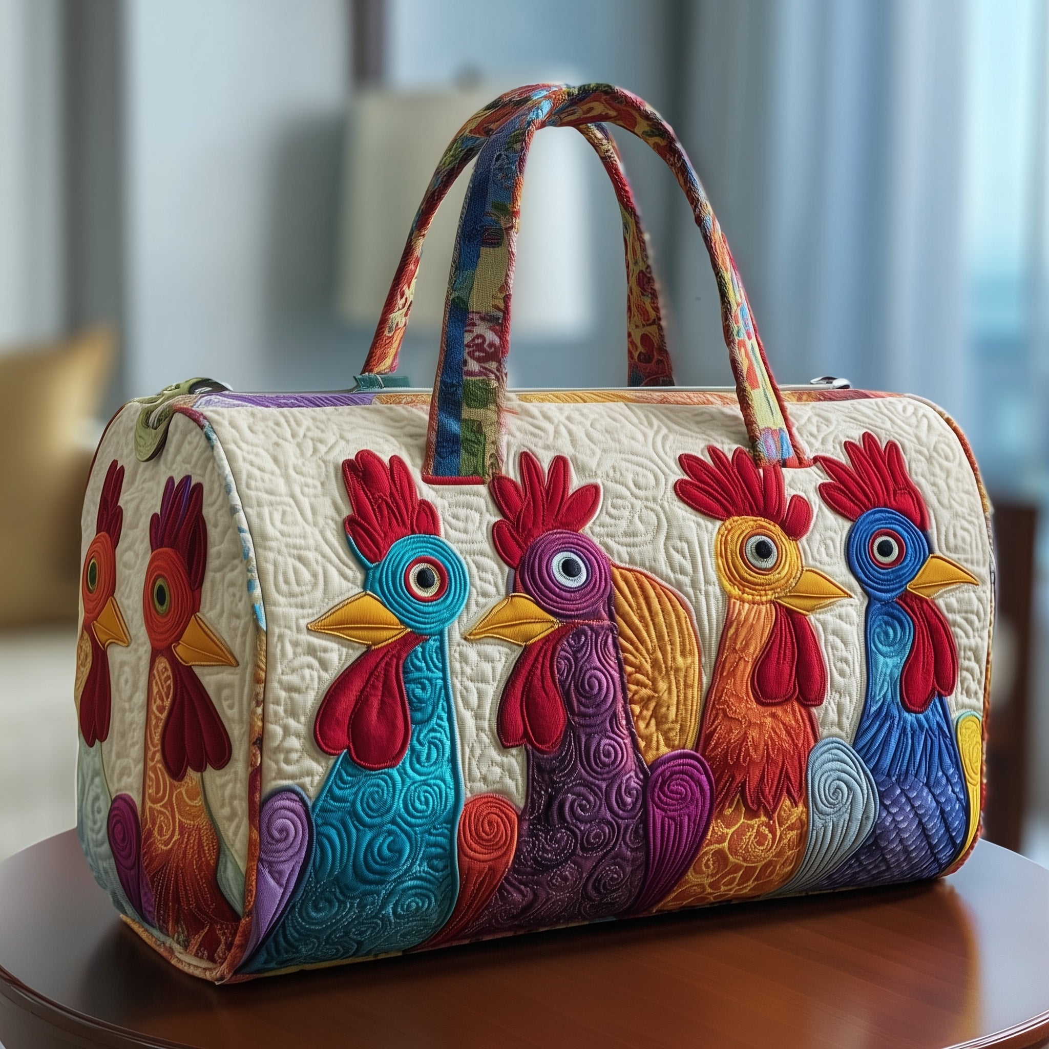 Funky Chicken Quilted Duffle Bag For Carry On Use