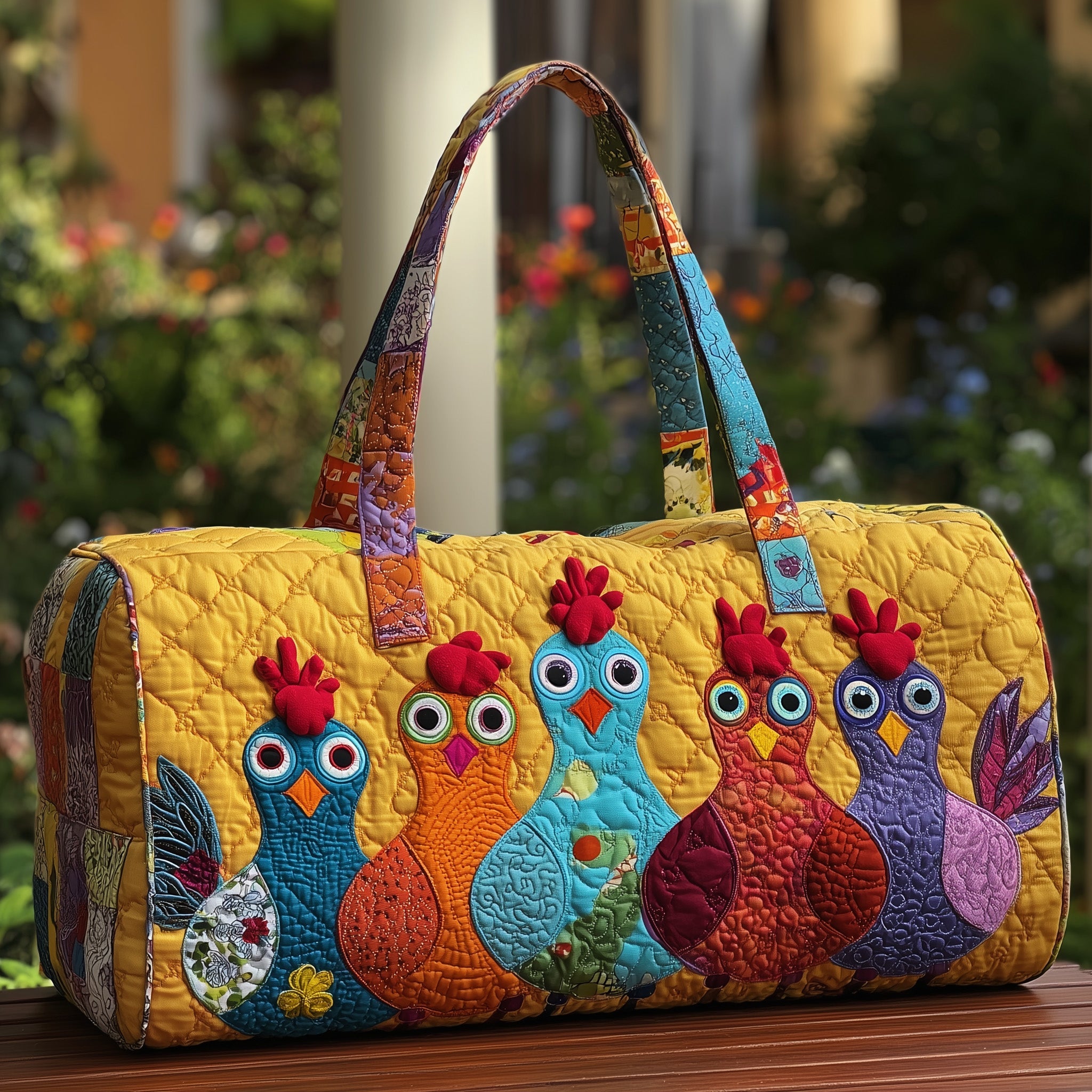 Funky Chicken Quilted Duffle Bag For Everyday Use