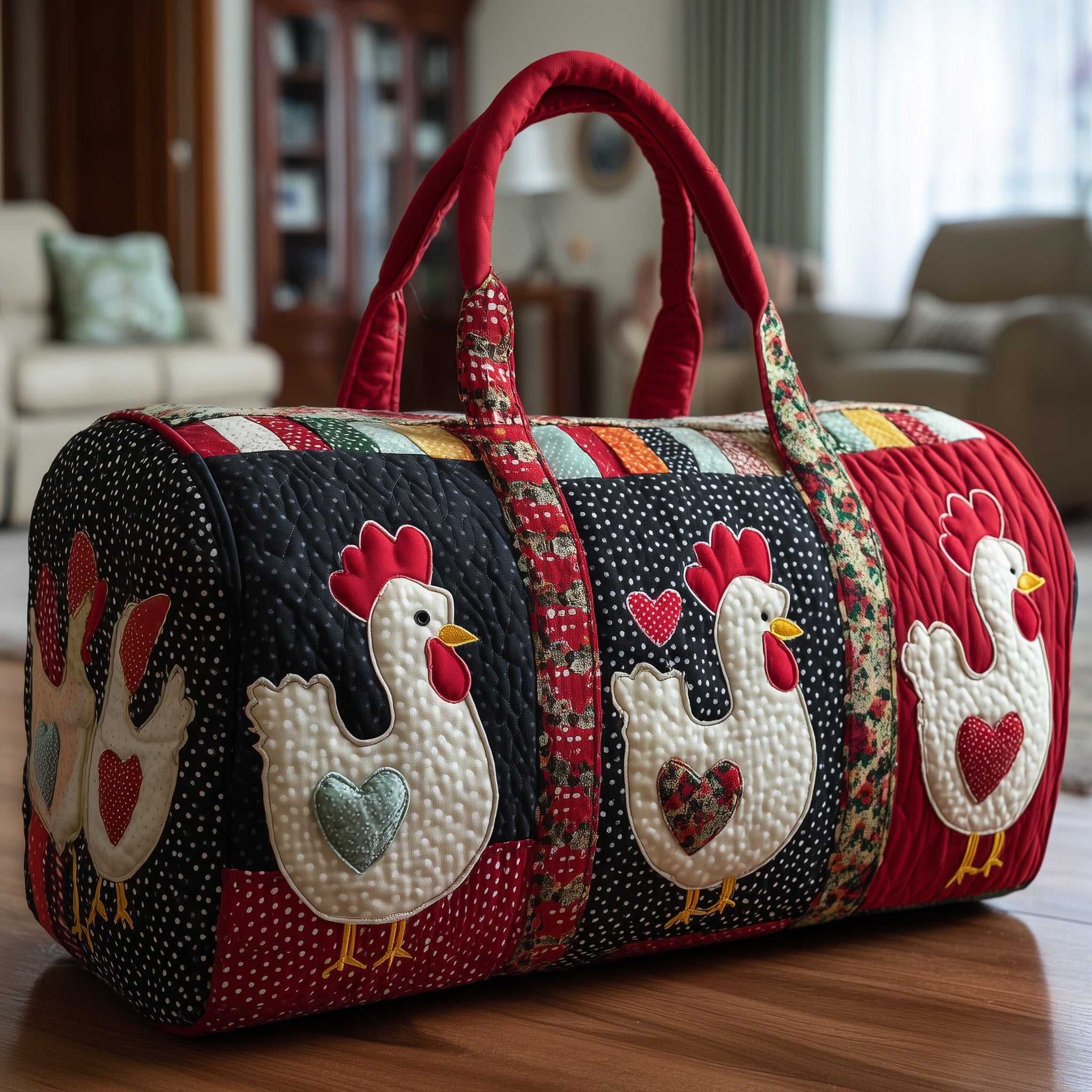 Funky Chicken Quilted Duffle Bag Gift For Him