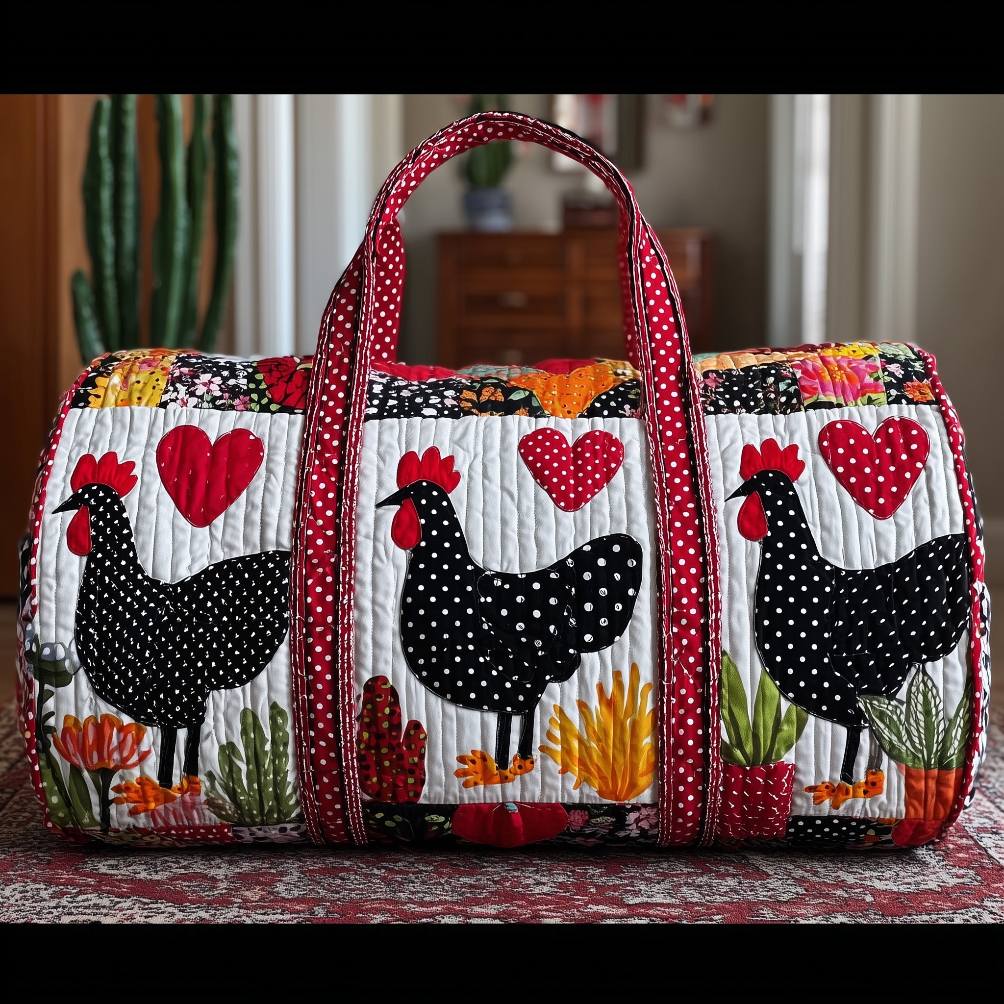 Funky Chicken Quilted Duffle Bag Gift For Mom