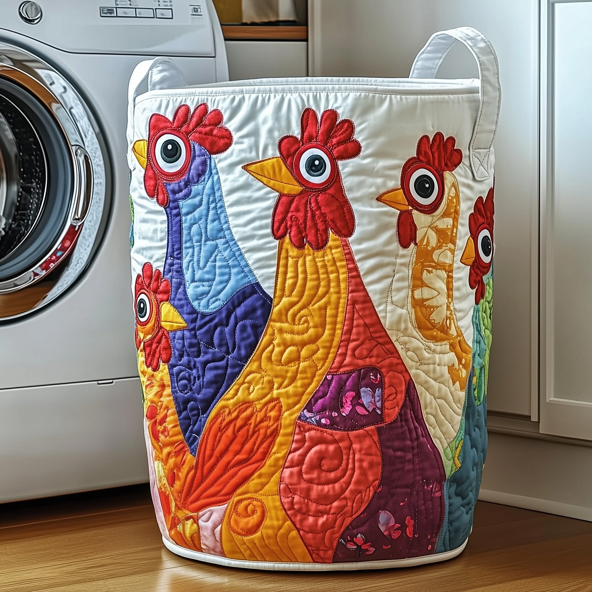 Funky Chicken Quilted Laundry Basket Beautiful Rooster Basket Gift For Friends