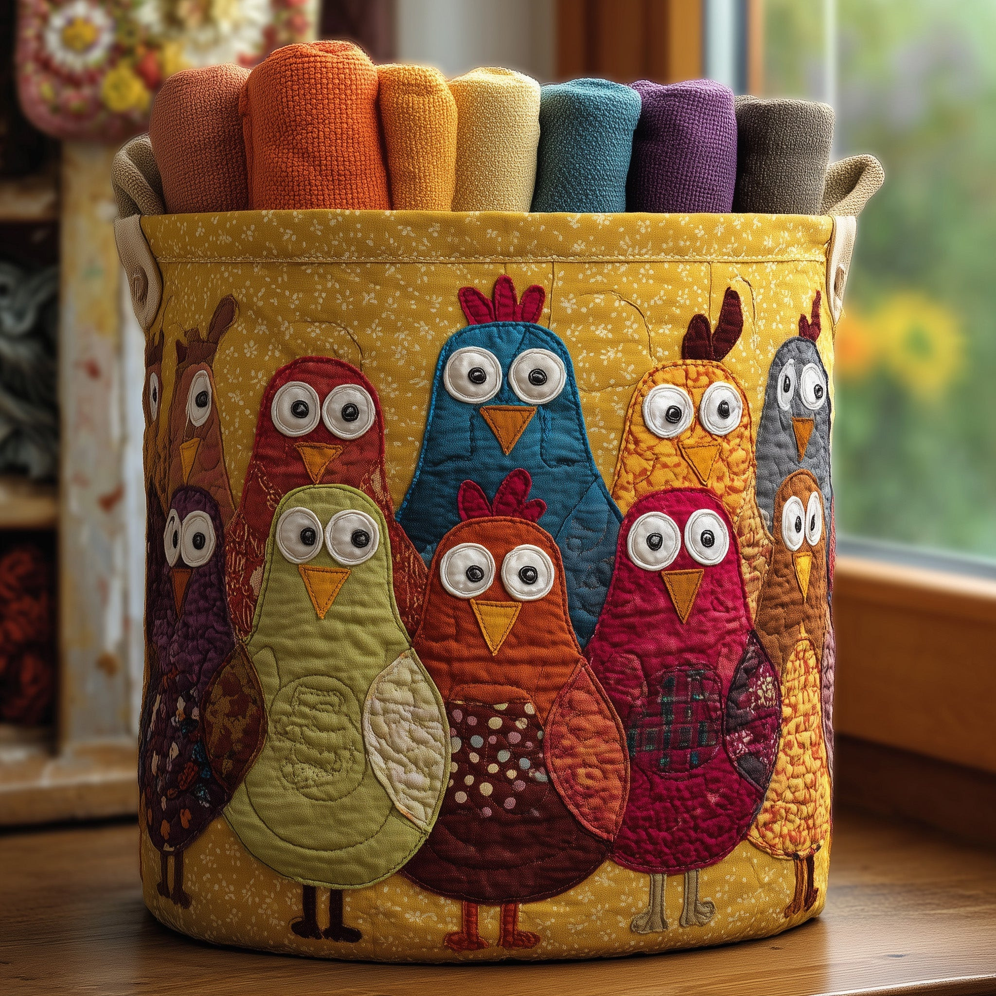 Funky Chicken Quilted Laundry Basket Cute Home Decor Chicken Lover Presents