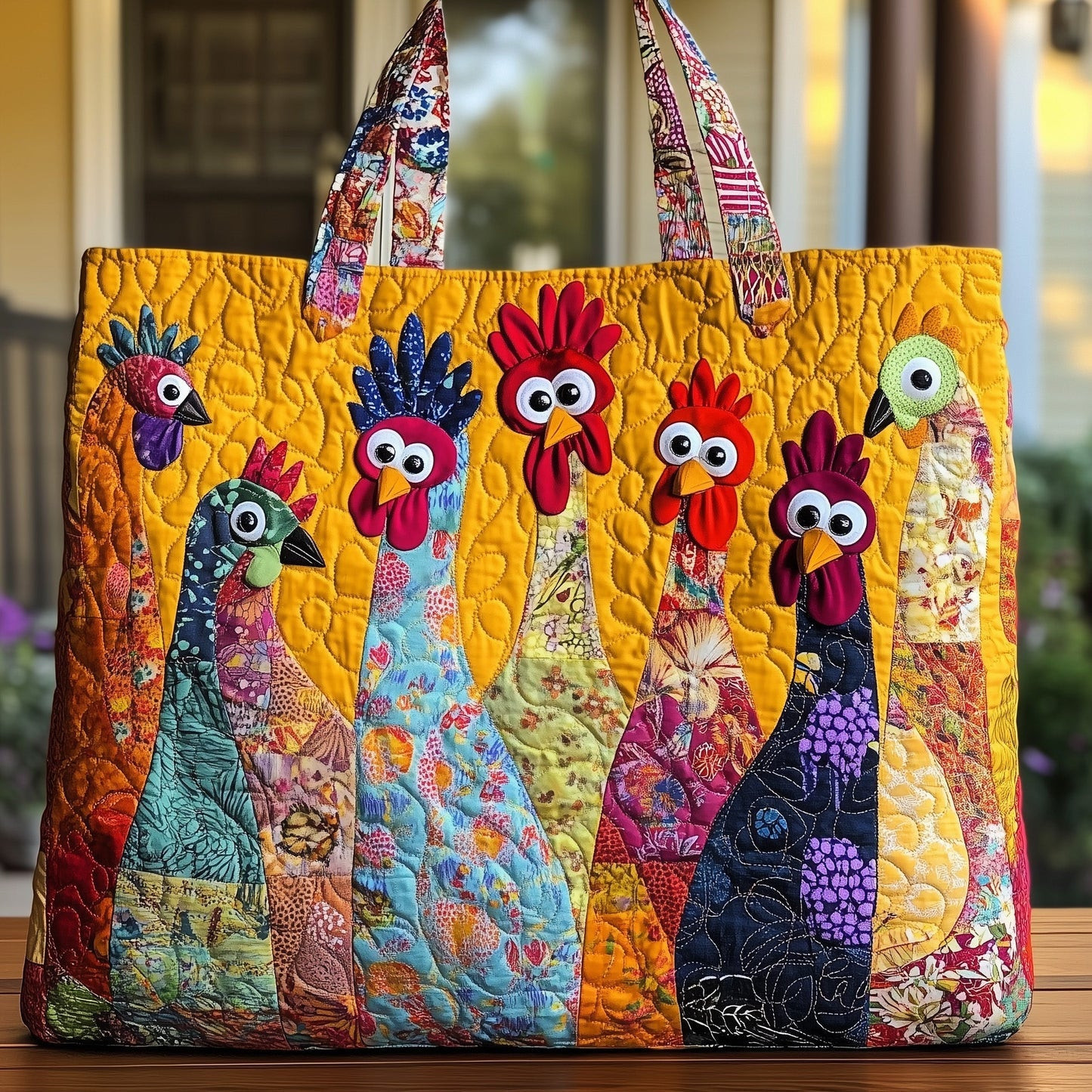 Funky Chicken Quilted Tote Bag Gifts For Chicken Lovers
