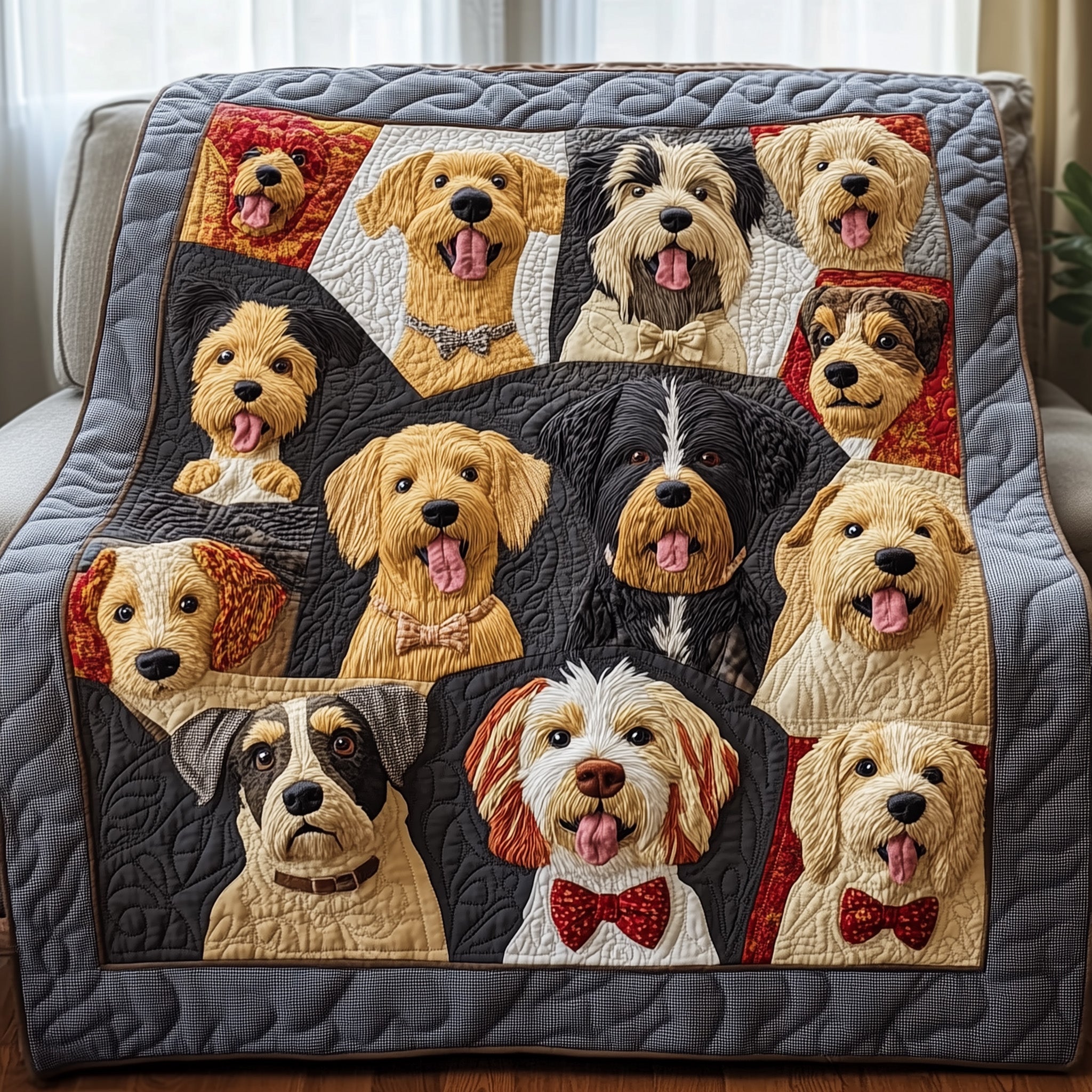 Funky Dog Quilted Blanket Best Couch Throw BlanketBest Dog Lovers Gifts For Him Her