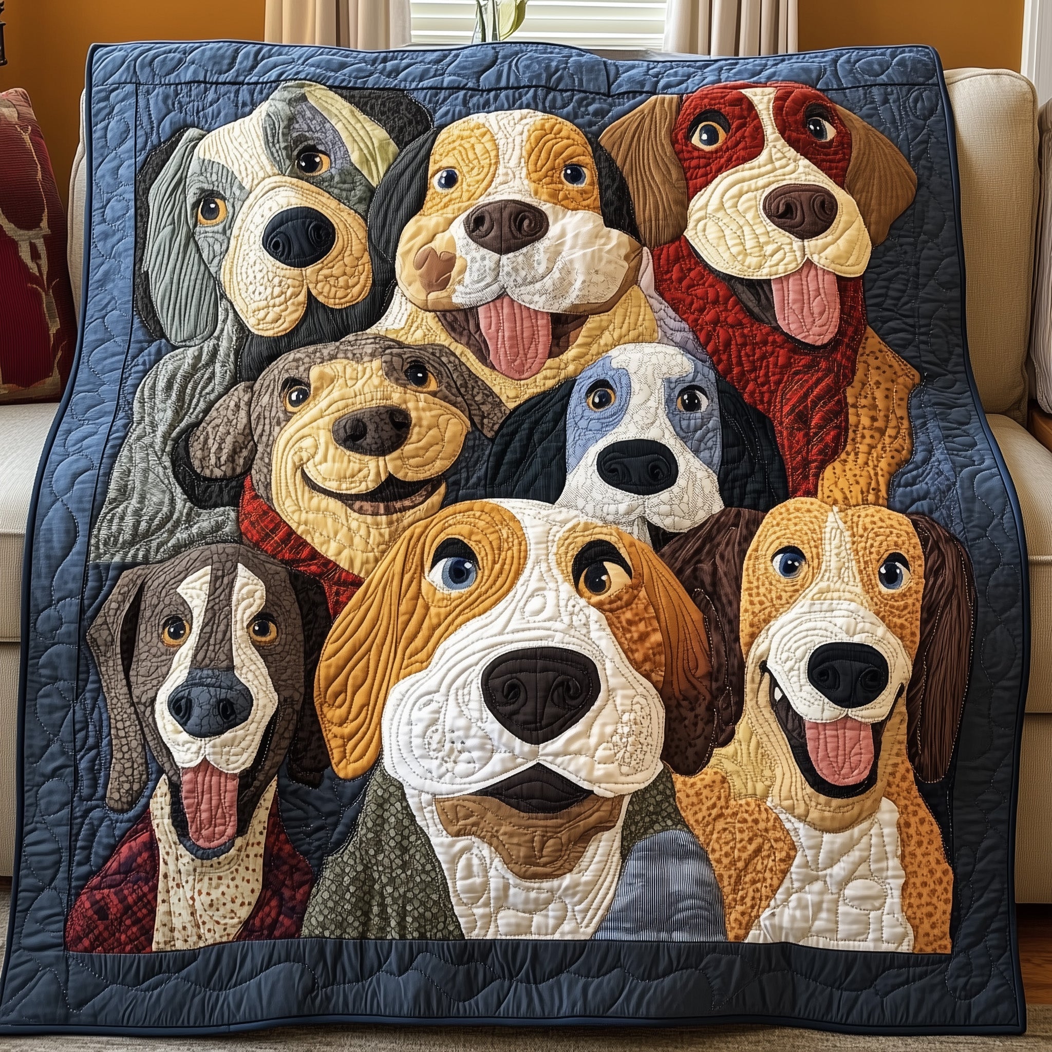 Funky Dog Quilted Blanket Best Couch Throw BlanketChristmas Gifts For Dog Lovers