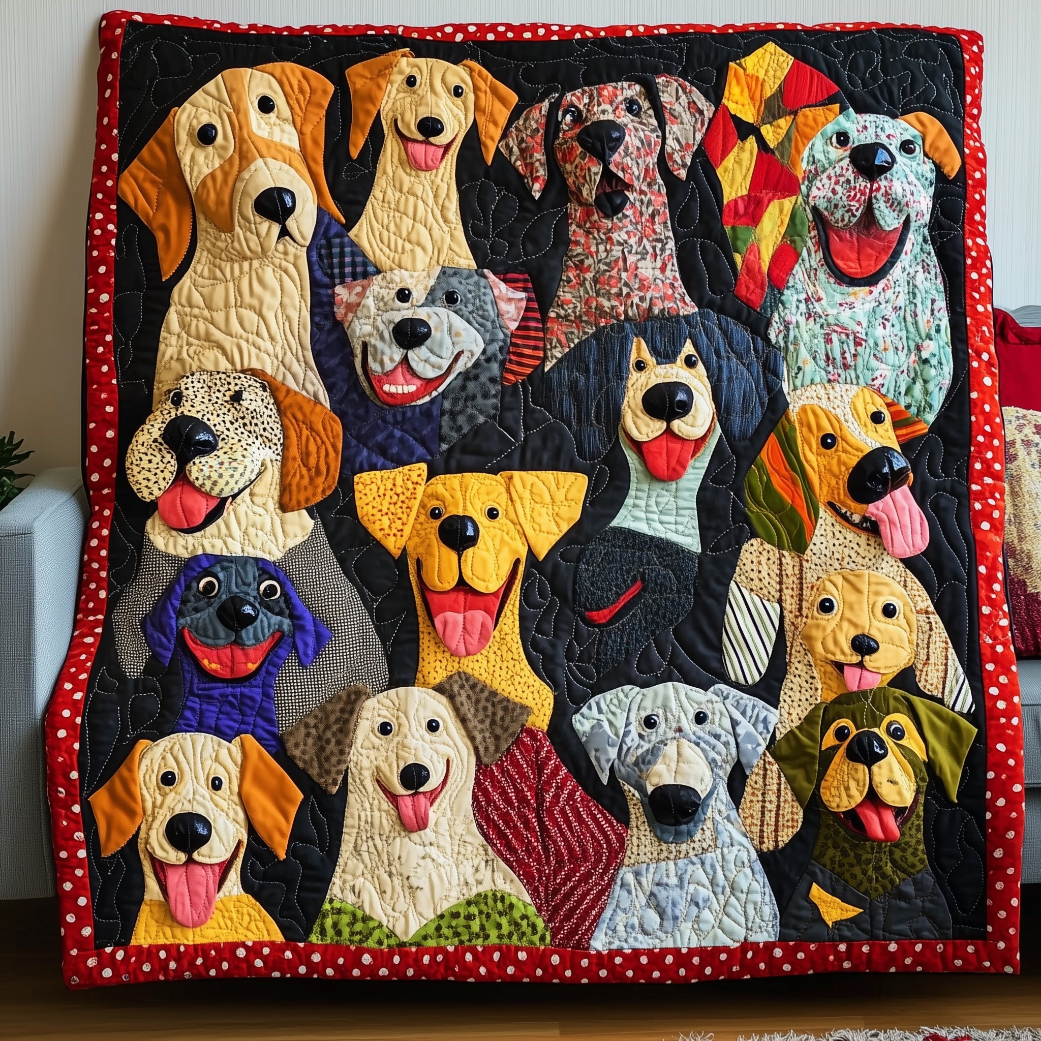 Funky Dog Quilted Blanket Best Couch Throw BlanketDog Mom Mother's Day Gifts