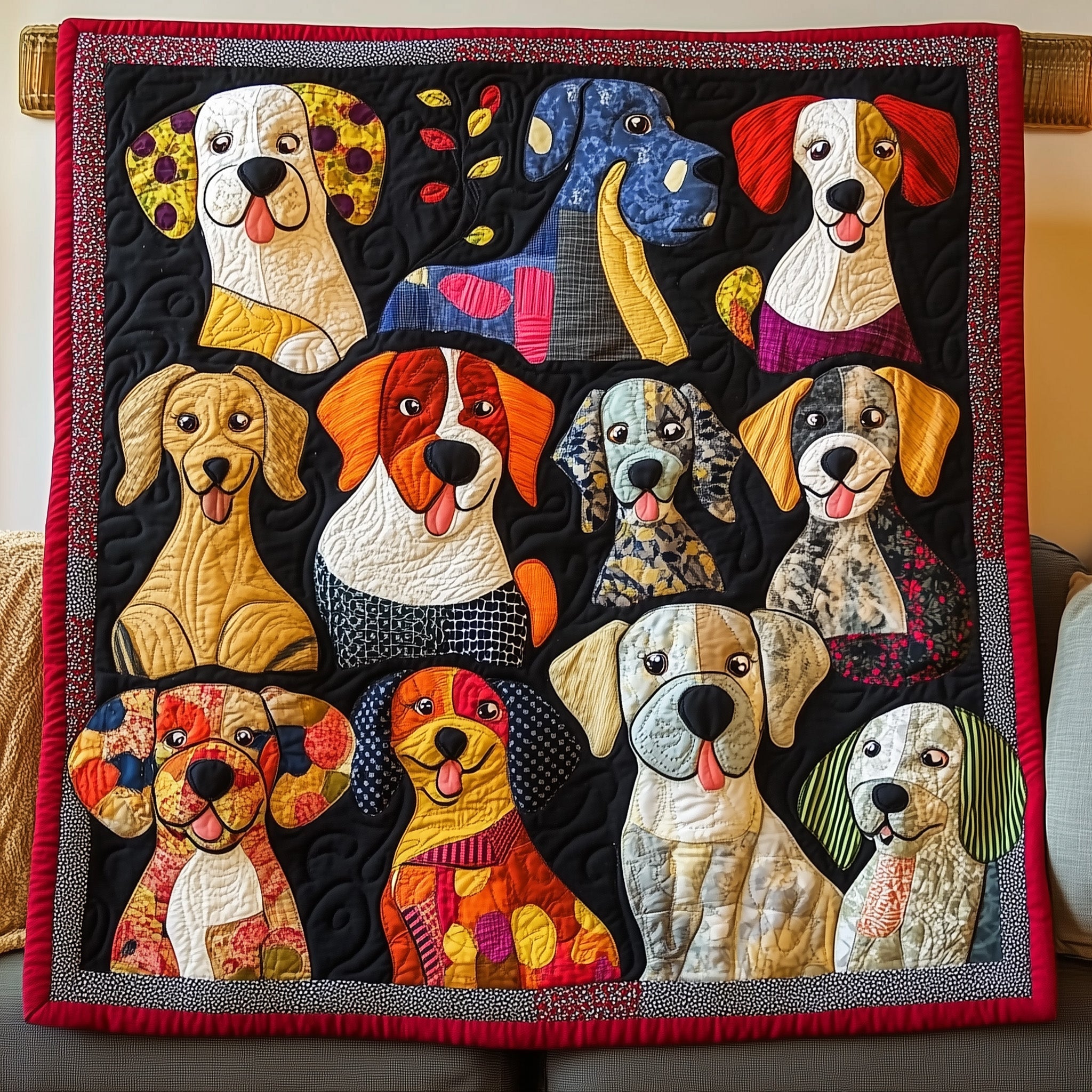 Funky Dog Quilted Blanket Best Couch Throw BlanketDog Owners Themed Gifts