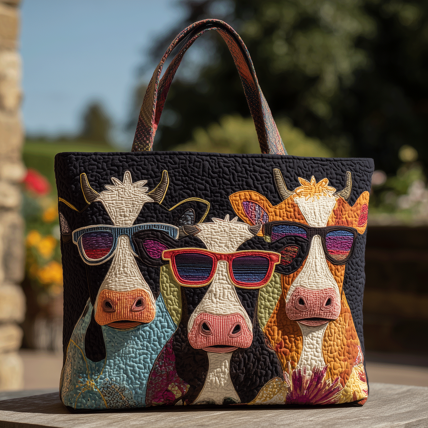 Funky Farmyard Quilted Tote Bag Cow Gifts For Cow Lovers