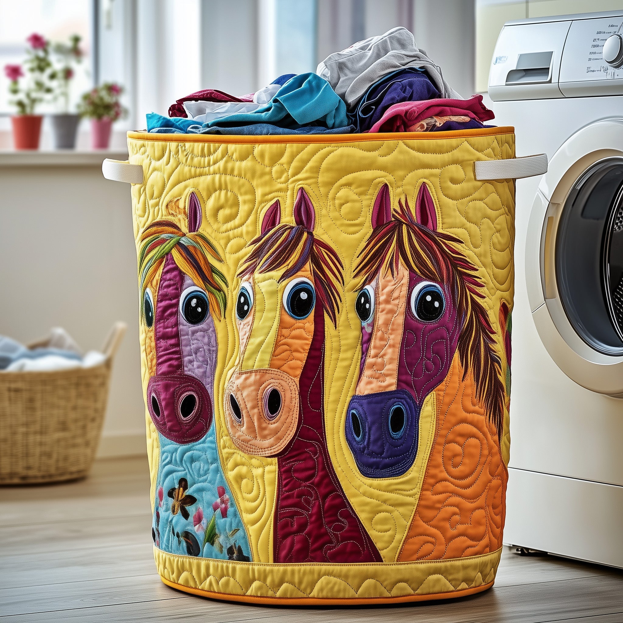 Funky Horse Quilted Laundry Basket Christmas Gifts For Farmers