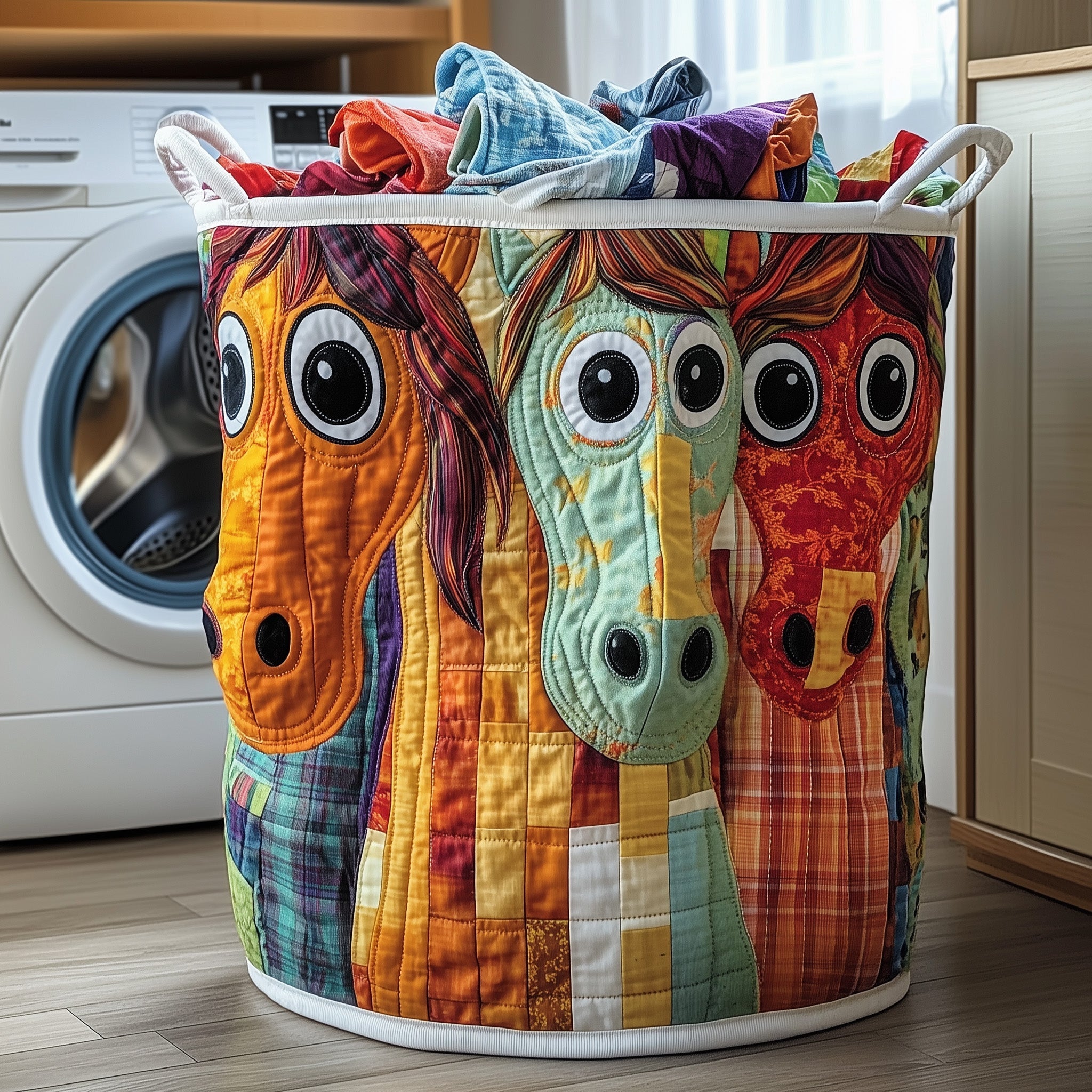 Funky Horse Quilted Laundry Basket Christmas Present For Farmer