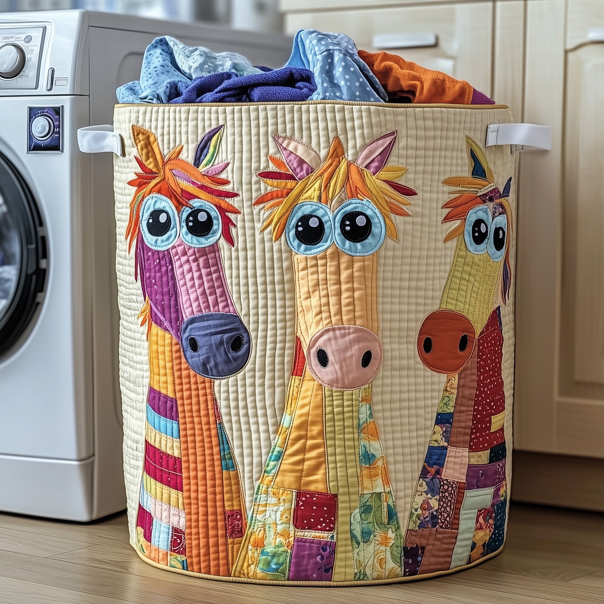 Funky Horse Quilted Laundry Basket Gifts For Horse Racing Fans