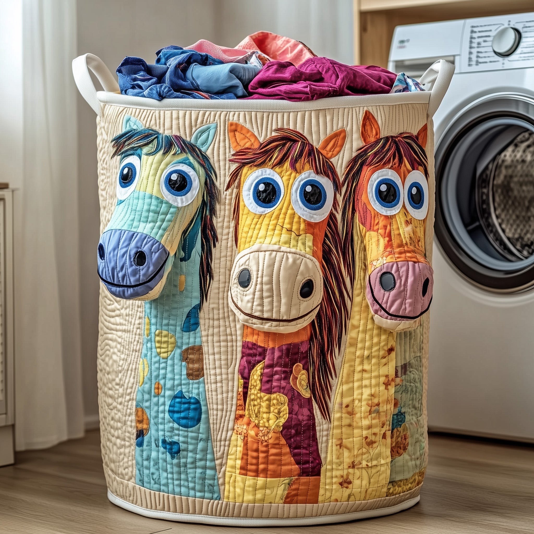 Funky Horse Quilted Laundry Basket Laundry Room Decor Horse Lover Presents