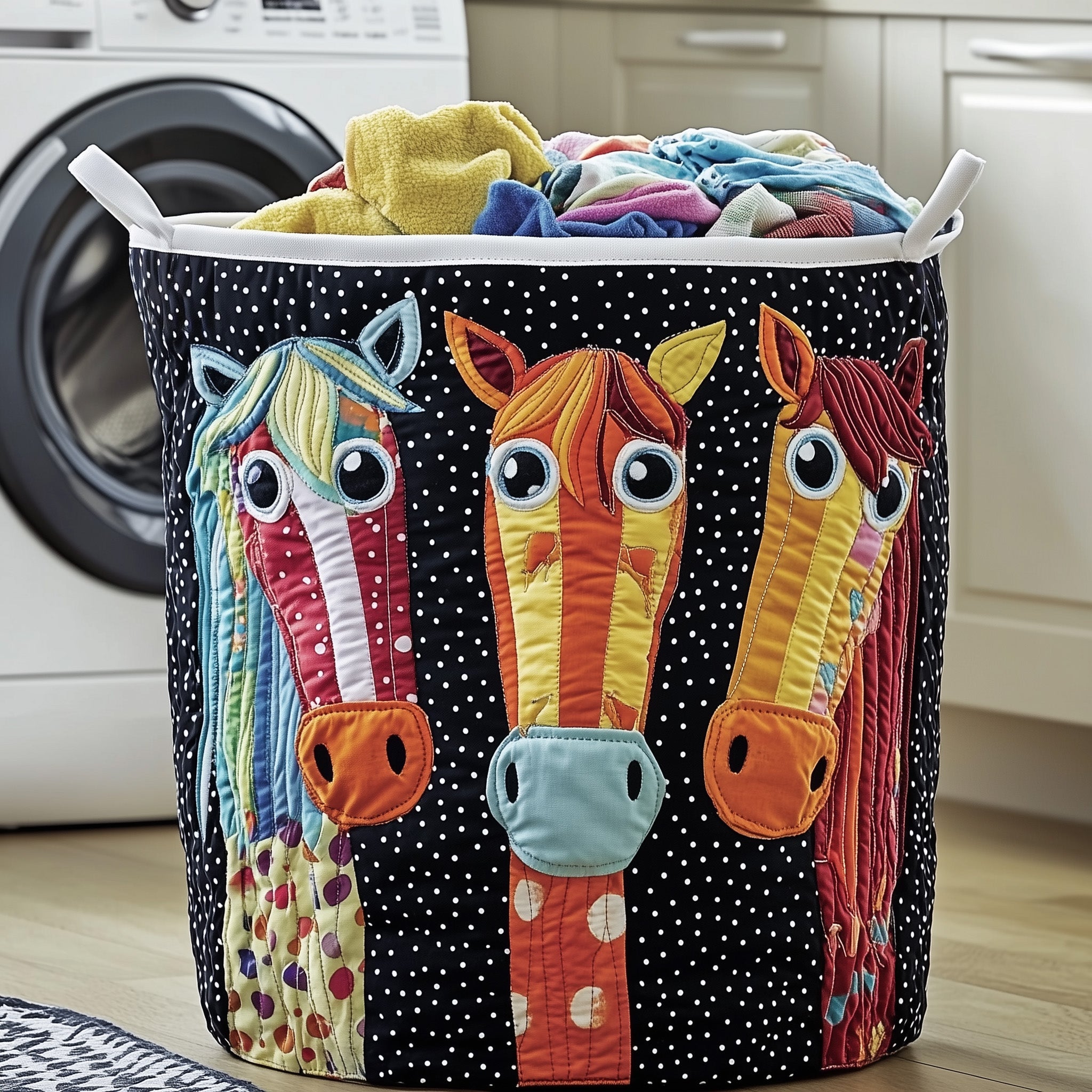 Funky Horse Quilted Laundry Basket Unique Horse Gifts For Ladies