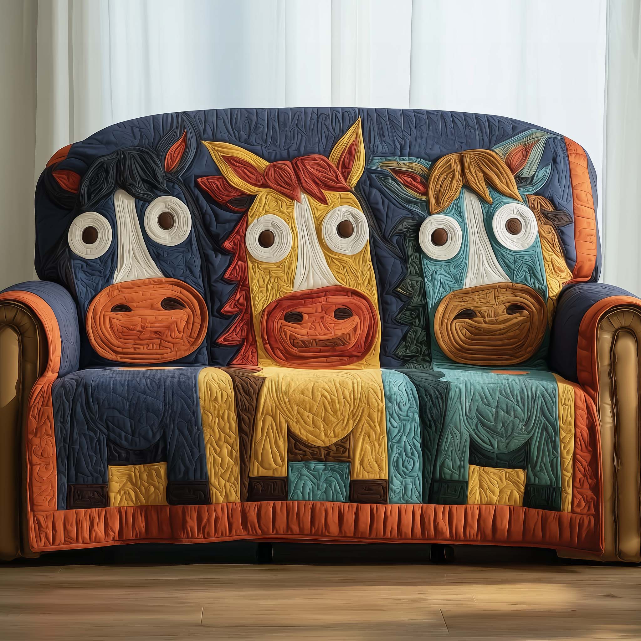 Funky Horse Quilted Sofa Cover Bold Abstract Art Cool Gifts For Horse Lovers