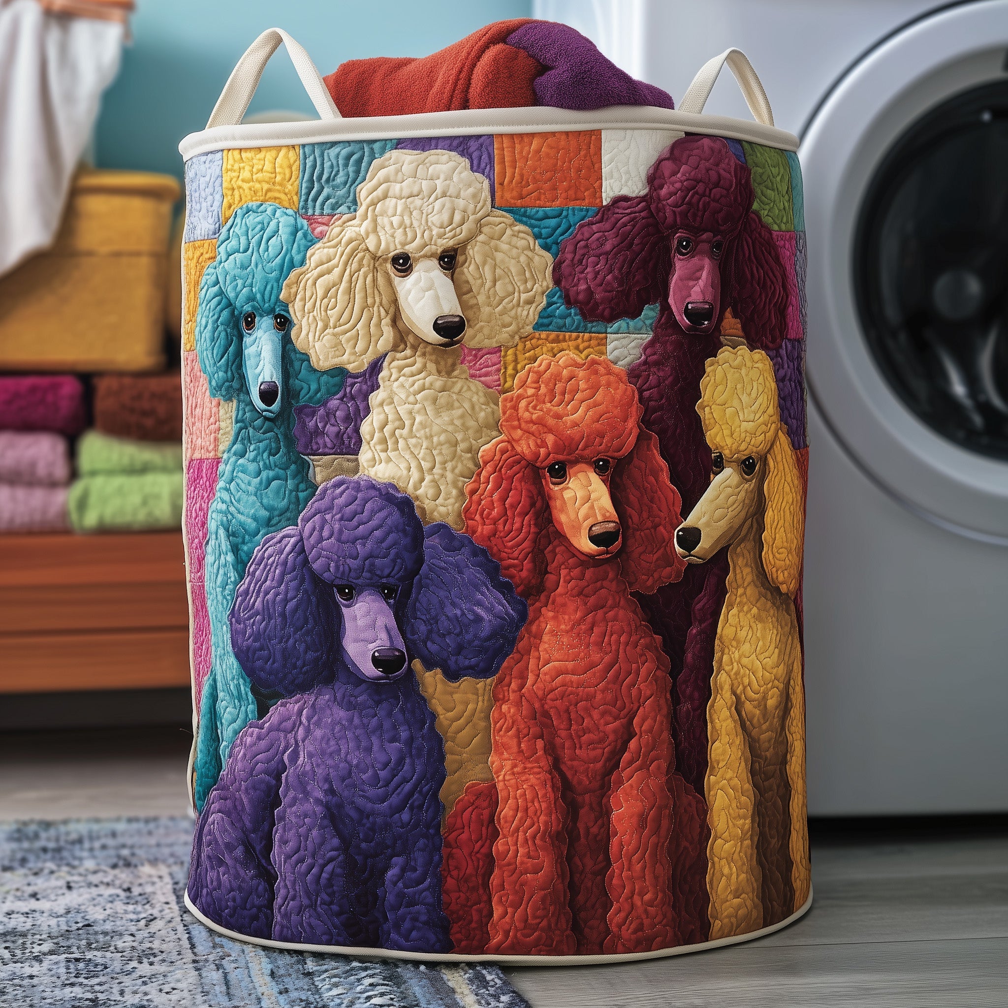 Funky Poodle Quilted Laundry Basket Top Gifts For Dog Lovers