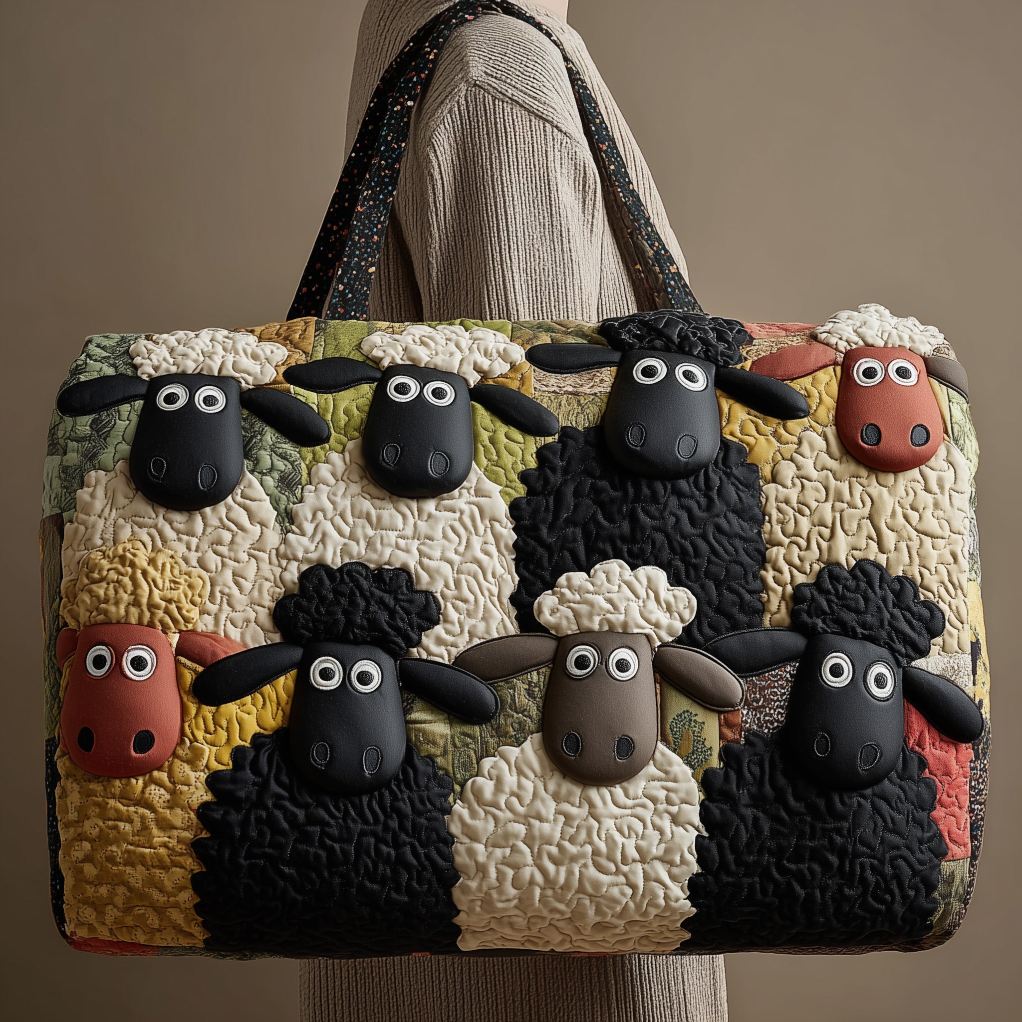 Funky Sheep Quilted Duffle Bag Holiday Gift Idea