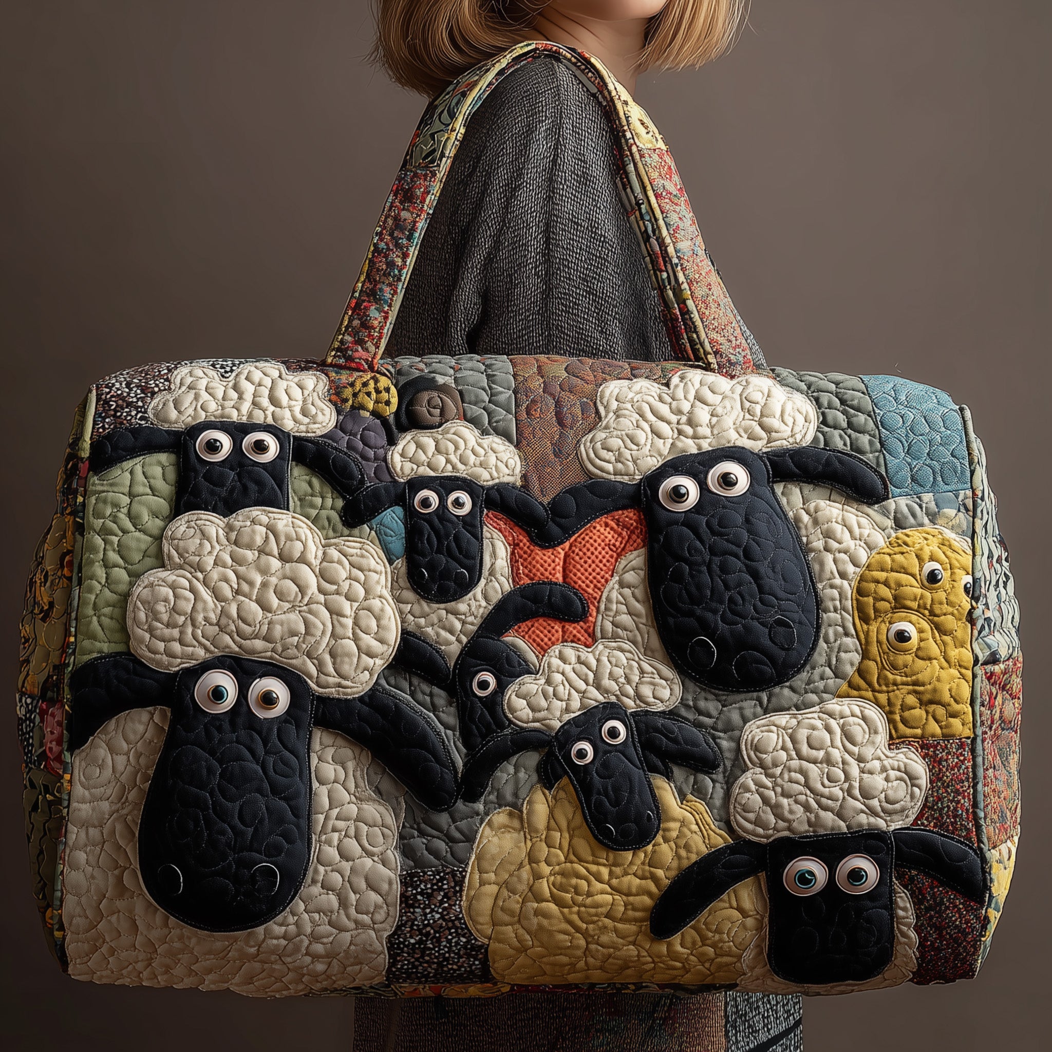 Funky Sheep Quilted Duffle Bag New Year Gift Idea
