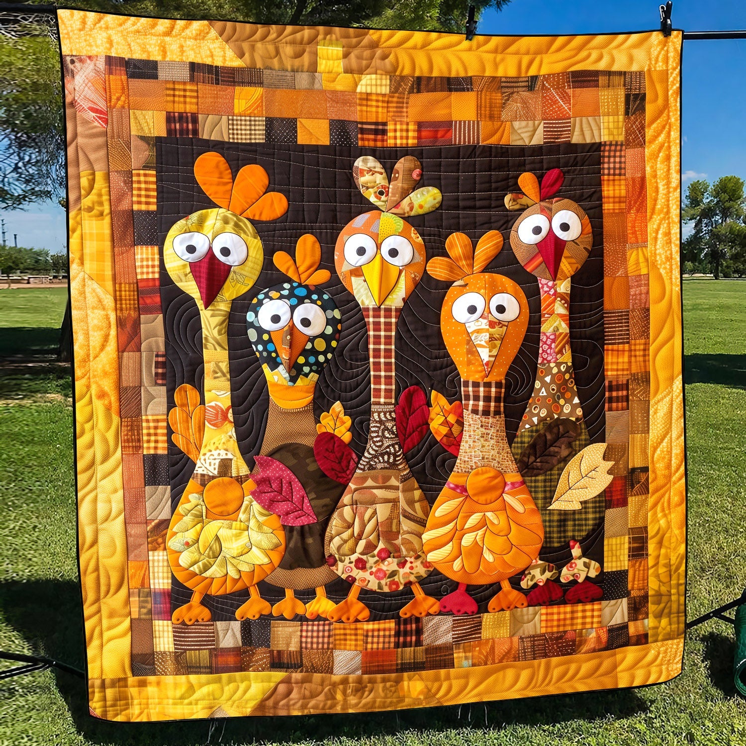 Funky Turkeys Quilted Blanket Gift Ideas For Fall