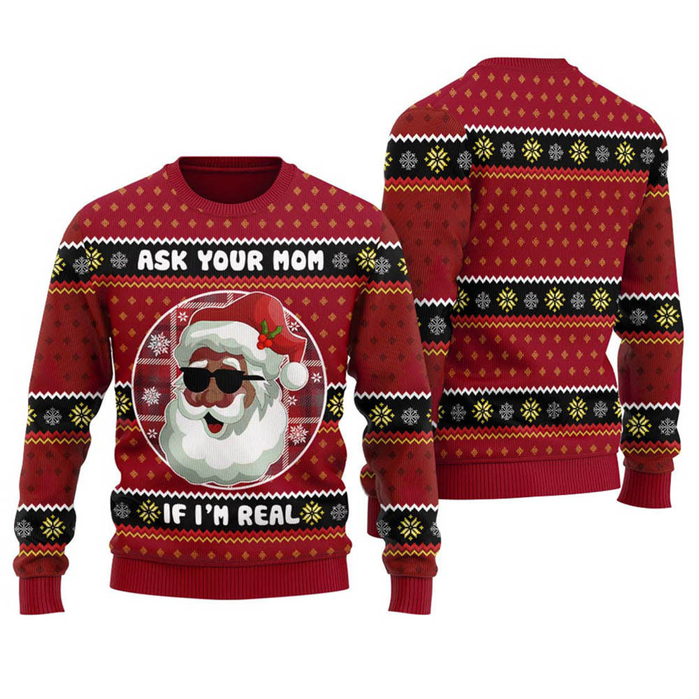 Funny African American Santa Womens Xmas Sweaters Cardinal Red Holiday Gift Merch That Everyone Will Adore