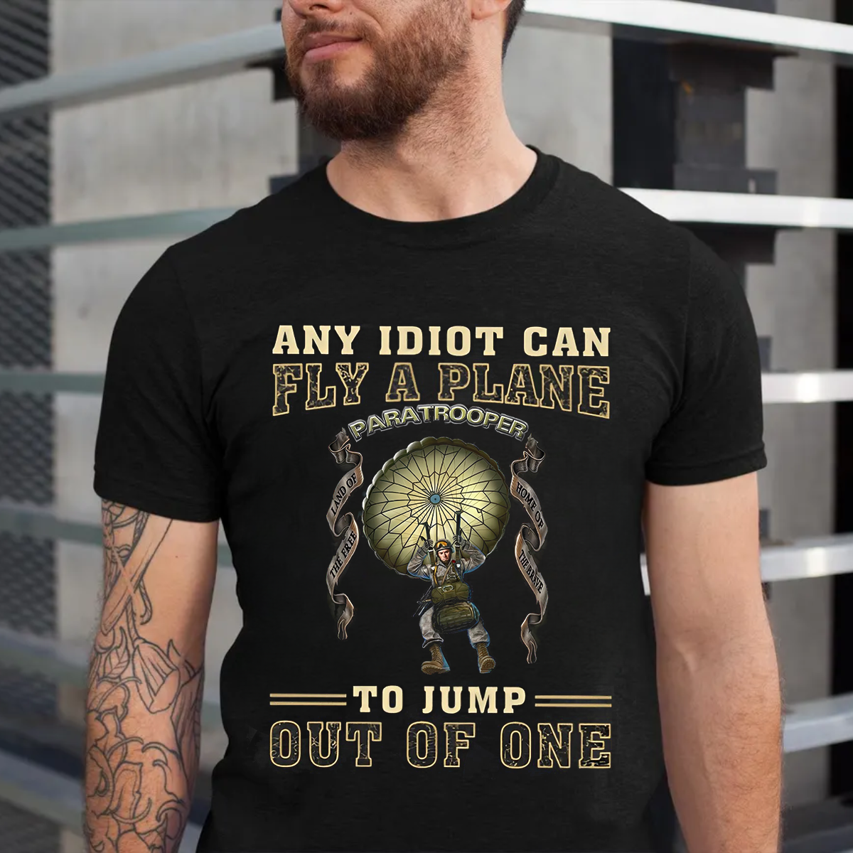 Funny Airborne Paratrooper T-Shirt Jump Out of a Plane Quote Veteran Gift for Husband