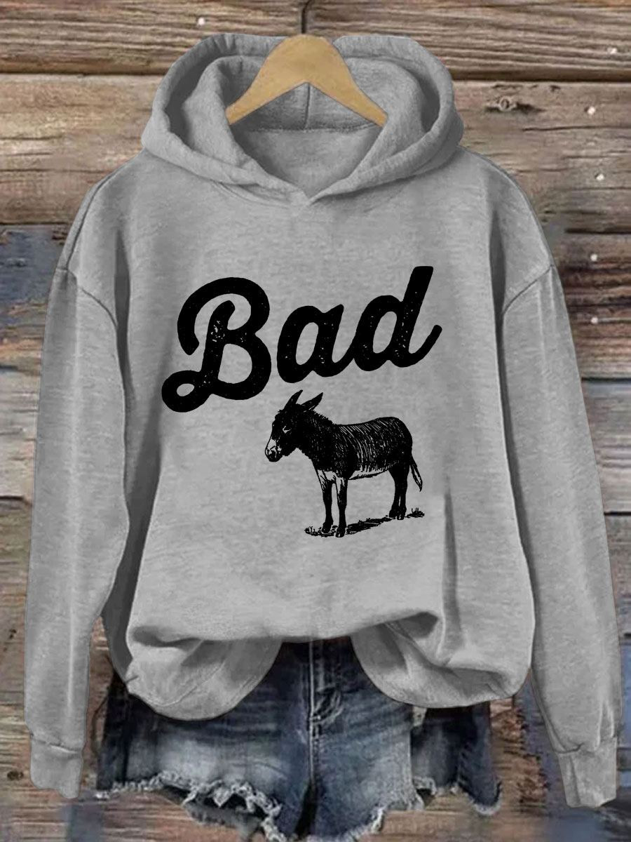 Funny Bad Ass Donkey Hoodie Animal Themed Funny Apparel Donkey Lover Gifts