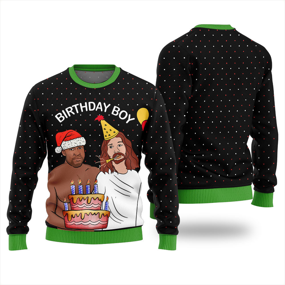 Funny Barry Wood With Jesus Birthday Boy Ugly Xmas Sweater Best Gift Idea for Christmas Enthusiasts
