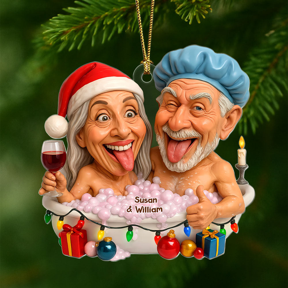 Funny Bathtub Couple Ornament - Custom Photo Gifts For Couple - Family Christmas Ornament Gift