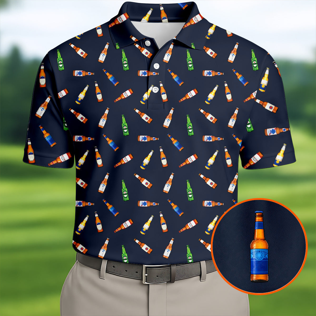 Funny Beer Bottle 19th Hole Golf Polo Shirt Golf Shirts For Men Present For Father's Day