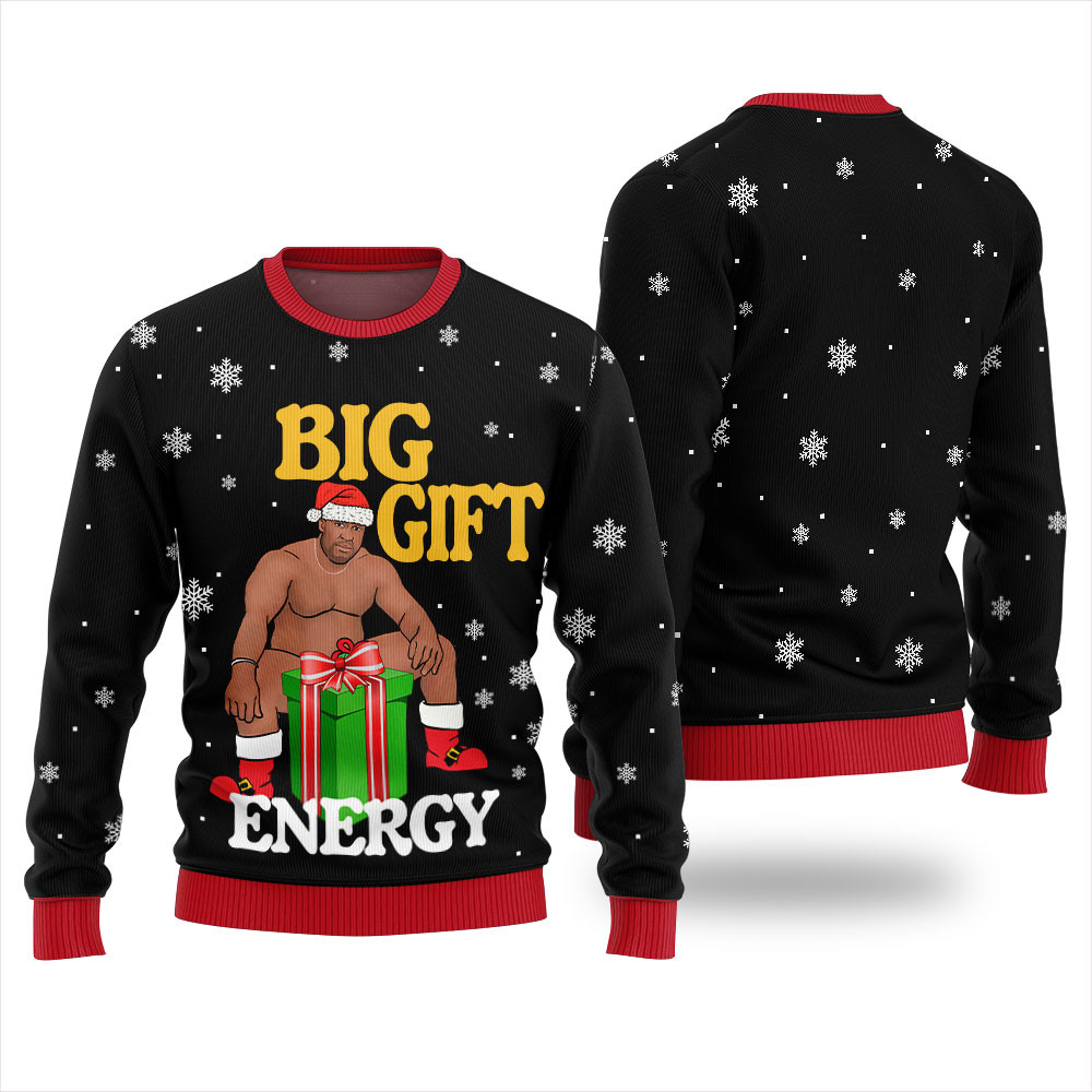 Funny Big Gift Energy Barry Wood Christmas Sweater Funny Holiday Sweater for Family Gatherings