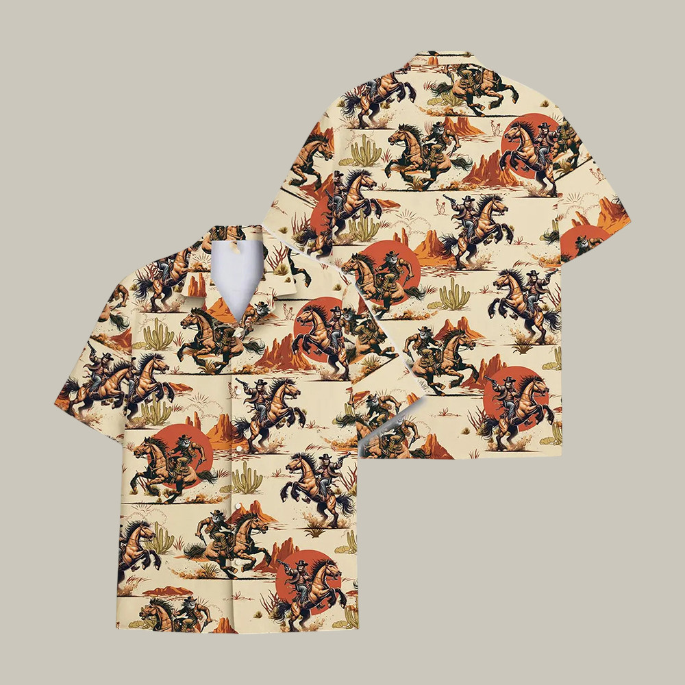 Funny Bigfoot Cowboy Hawaiian Shirt Vintage Aloha Shirt Great Present For Cowboys