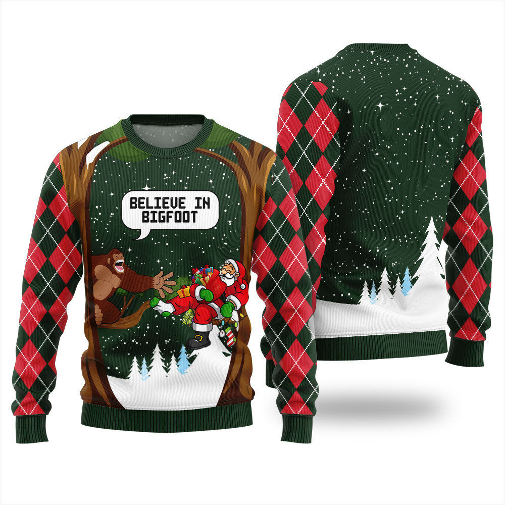 Funny Bigfoot Mens Christmas Sweater Exclusive Christmas Sweater Merch Gift Edition