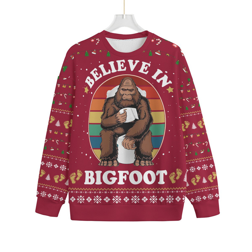 Funny Bigfoot Toilet Womens Plus Size Ugly Christmas Sweater Popular Holiday Gift Merch for Everyone