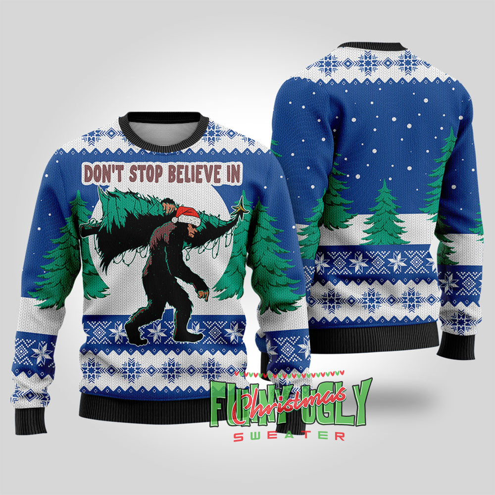 Funny Bigfoot Ugly Christmas Sweater Royal Seasonal Gift Merch for Cozy Christmas Vibes