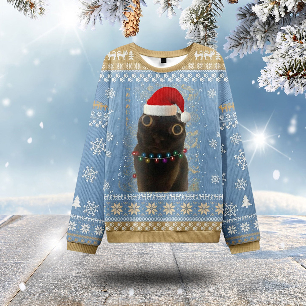 Funny Black Cat Ugly Christmas Sweater Animal Design Christmas Gifts For Cat Owners