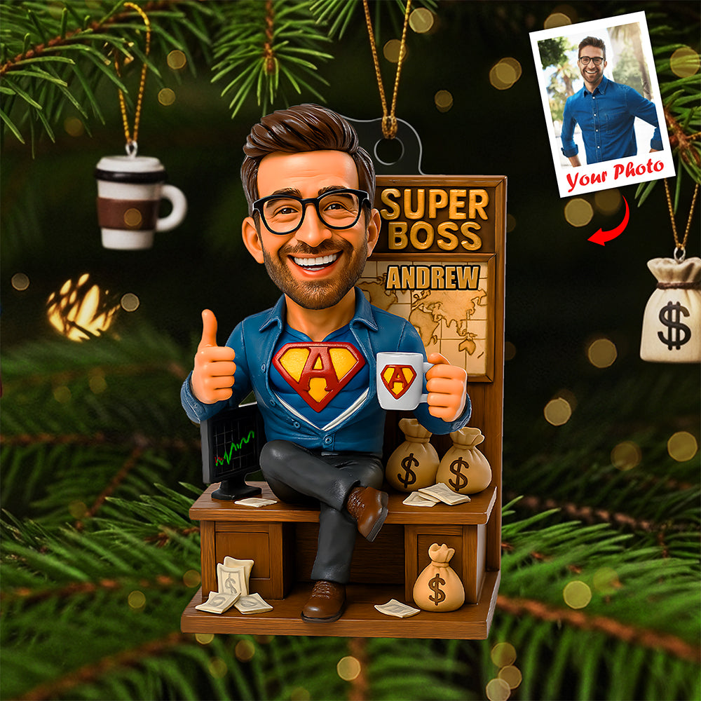Funny Boss Ornament - Custom Photo Gifts For Boss - Cute Christmas Tree Gift Idea