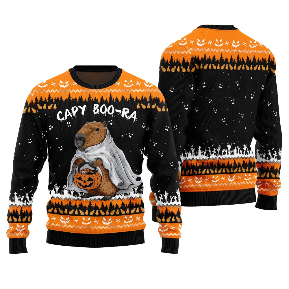 Funny Capy Boo Ra Halloween Sweater Best Gift Idea for Christmas Enthusiasts