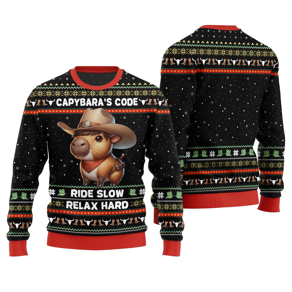 Funny Capybara Ugly Christmas Sweater Stylish Winter Sweatshirt for Everyday Wear